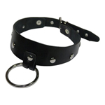 Leren halsband met ring