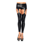 Wet look legging jarretels