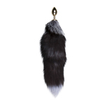 Medium goudkleurige buttplug met donkerbruine vossenstaart