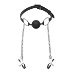 Ademdoorlatende bal gag + tepelklemmen