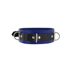 Sexy leren halsband - zwart en blauw